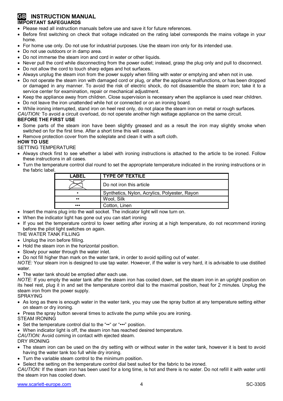 Scarlett SC-330S User Manual | Page 4 / 26