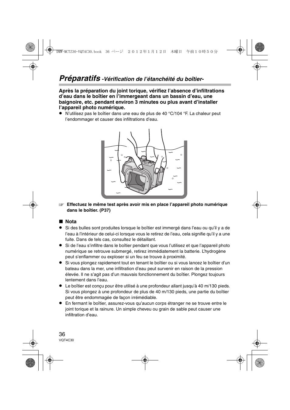 Préparatifs | Panasonic DMWMCTZ30E User Manual | Page 36 / 184