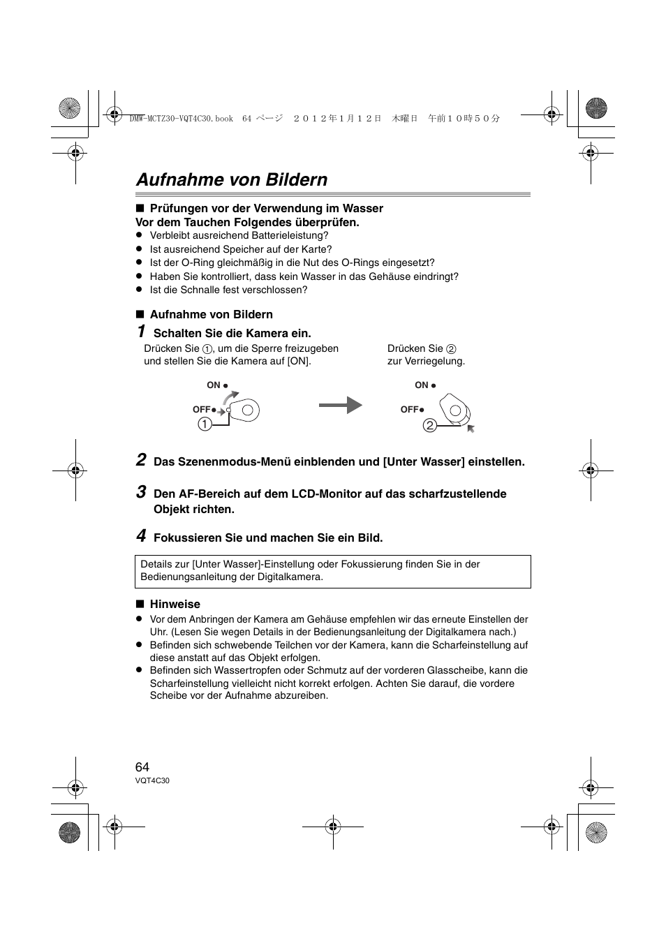 Aufnahme von bildern | Panasonic DMWMCTZ30E User Manual | Page 64 / 184