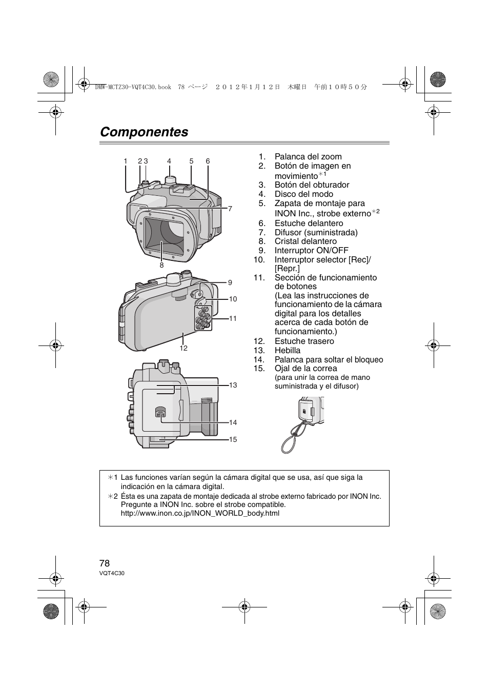 Componentes | Panasonic DMWMCTZ30E User Manual | Page 78 / 184