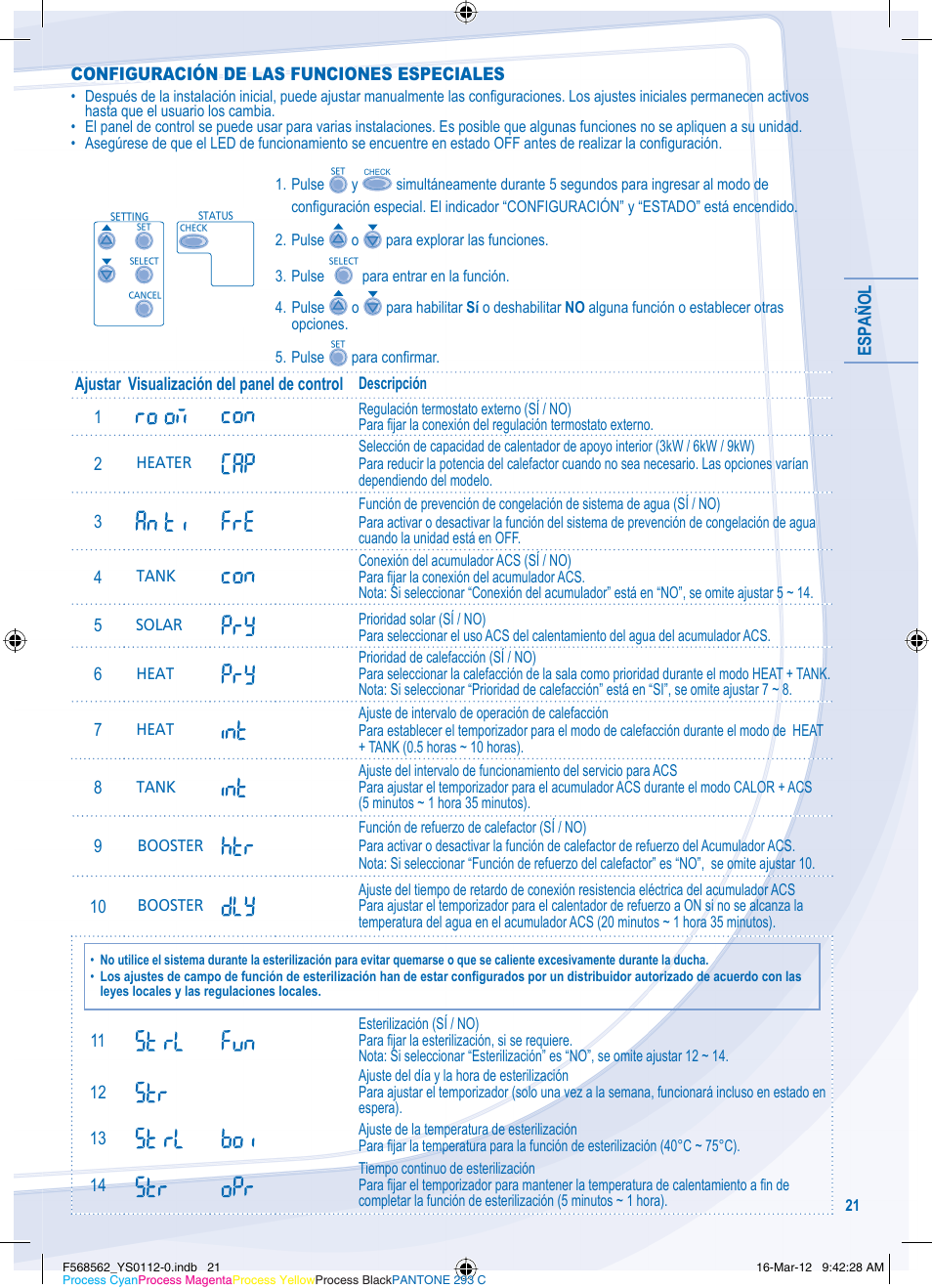 Panasonic WHSXF12D6E51 User Manual | Page 21 / 76