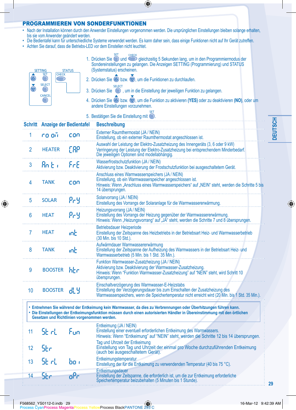 Panasonic WHSXF12D6E51 User Manual | Page 29 / 76