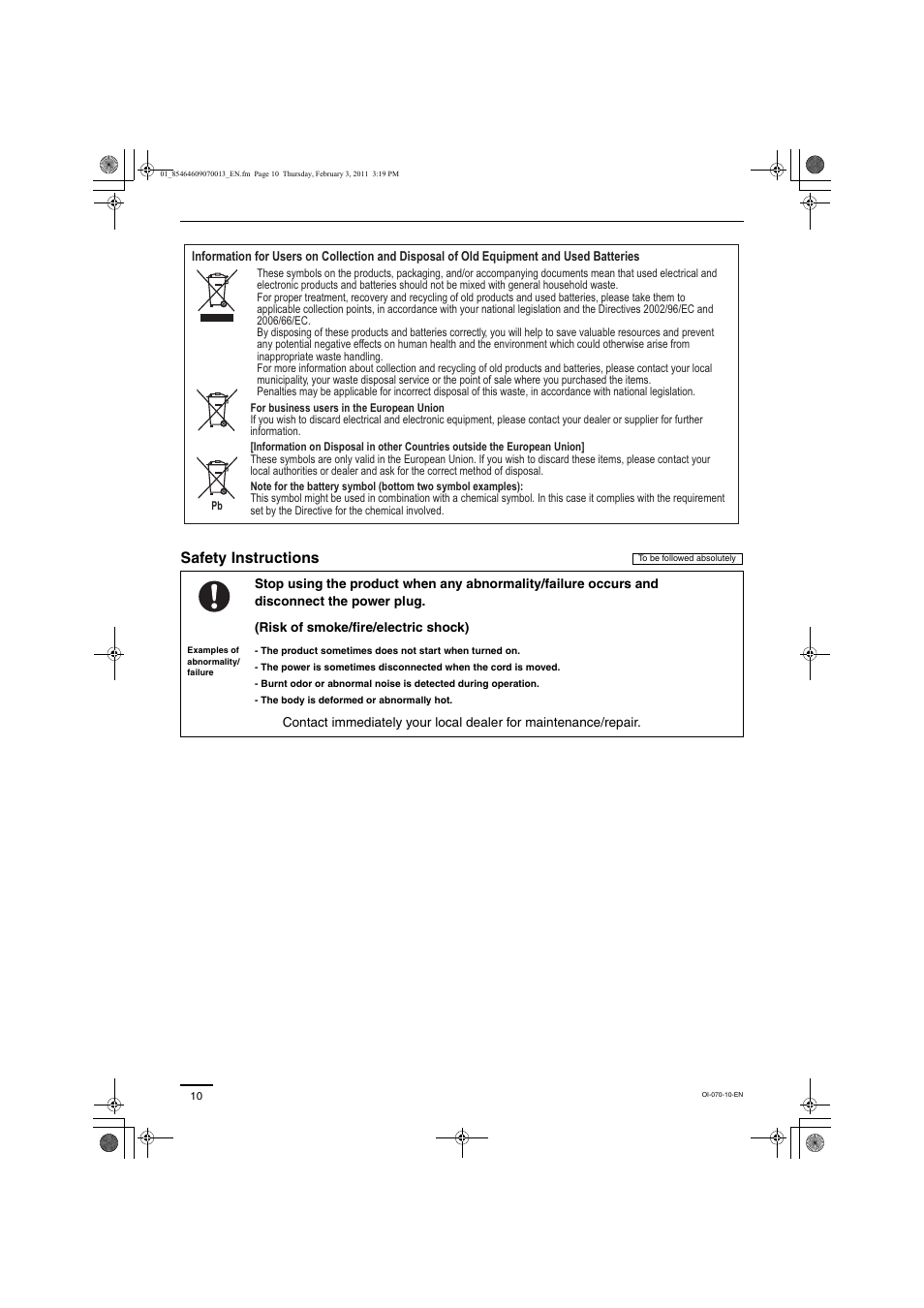 Safety instructions | Panasonic Split System Air Conditioner User Manual | Page 10 / 80