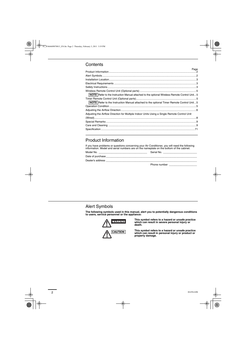 Panasonic Split System Air Conditioner User Manual | Page 2 / 80