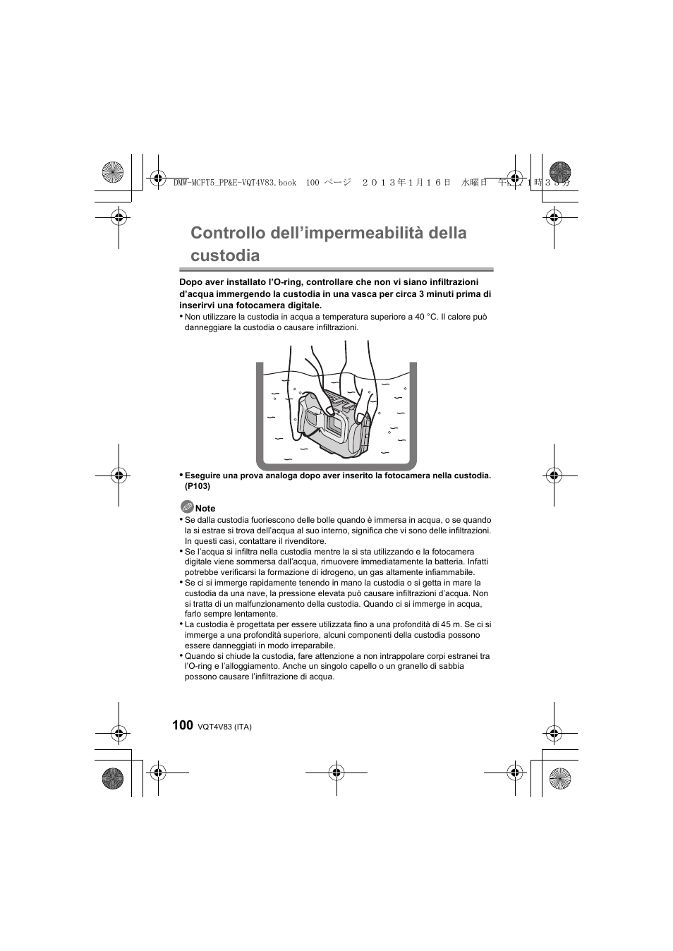 Controllo dell’impermeabilità della custodia | Panasonic DMWMCFT5E User Manual | Page 100 / 160