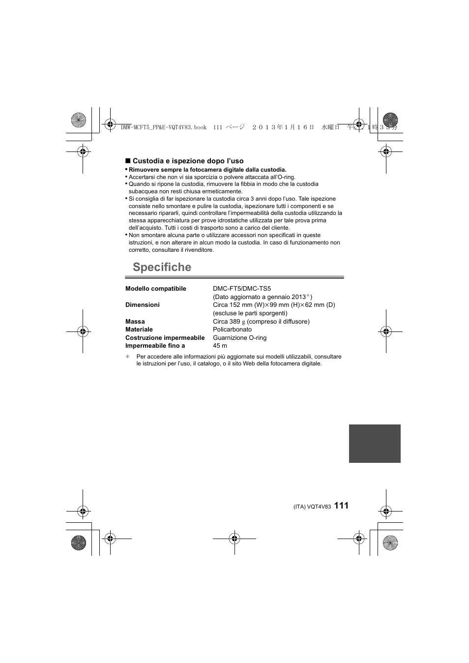 Specifiche | Panasonic DMWMCFT5E User Manual | Page 111 / 160