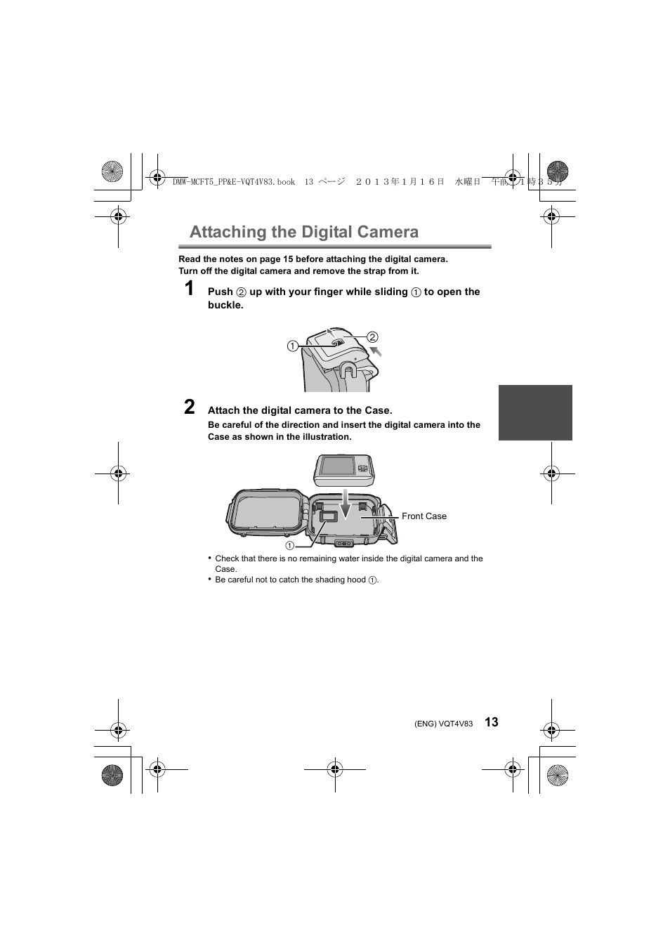 Attaching the digital camera | Panasonic DMWMCFT5E User Manual | Page 13 / 160