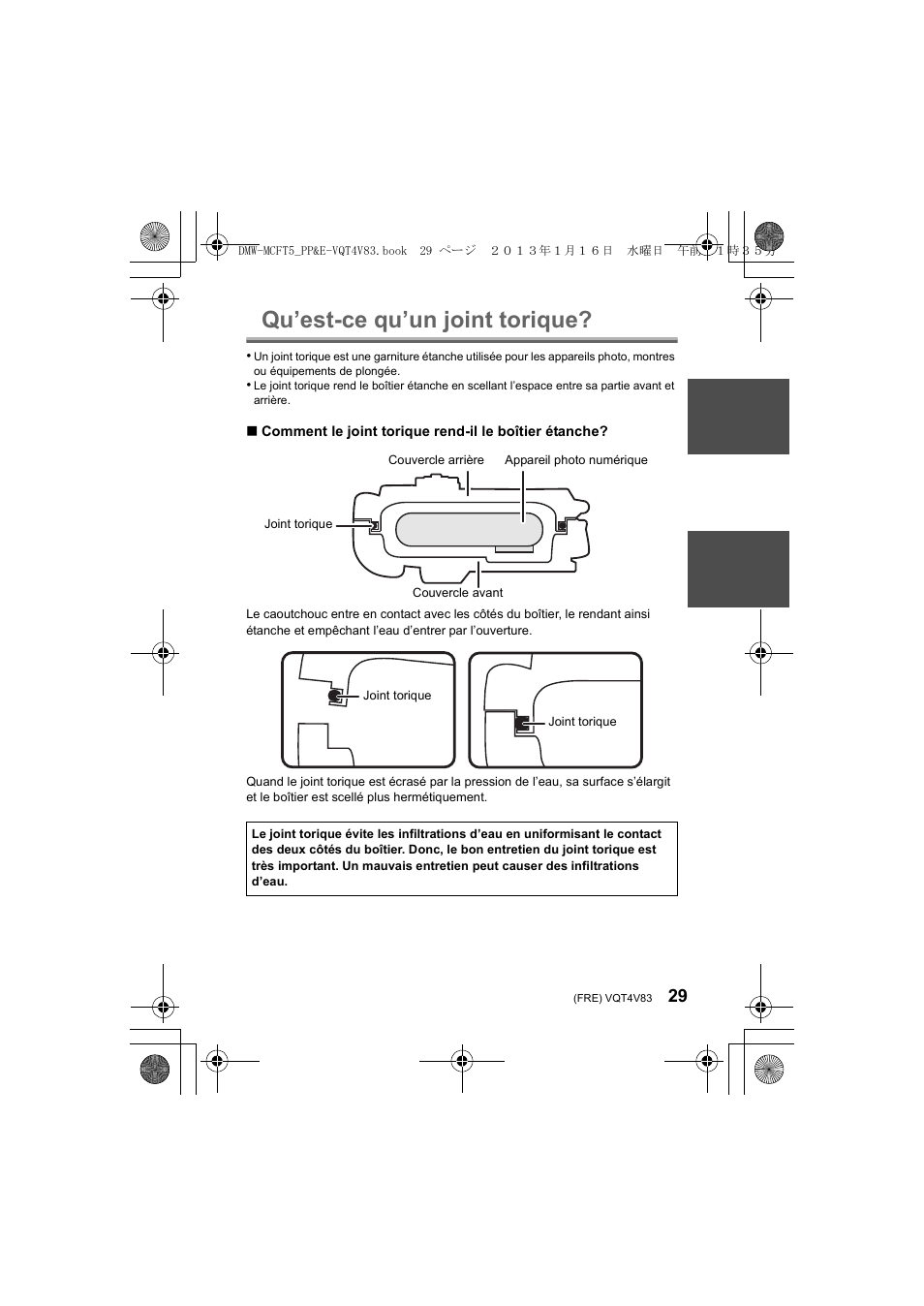 Qu’est-ce qu’un joint torique | Panasonic DMWMCFT5E User Manual | Page 29 / 160
