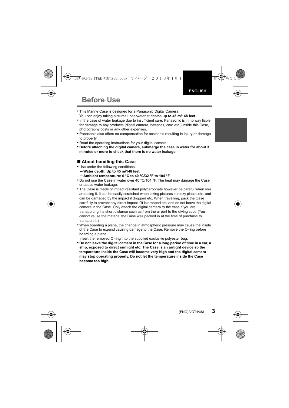 Before use | Panasonic DMWMCFT5E User Manual | Page 3 / 160
