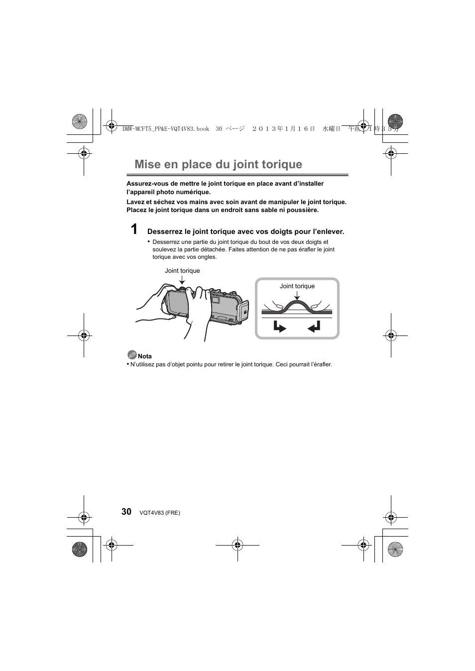 Mise en place du joint torique | Panasonic DMWMCFT5E User Manual | Page 30 / 160