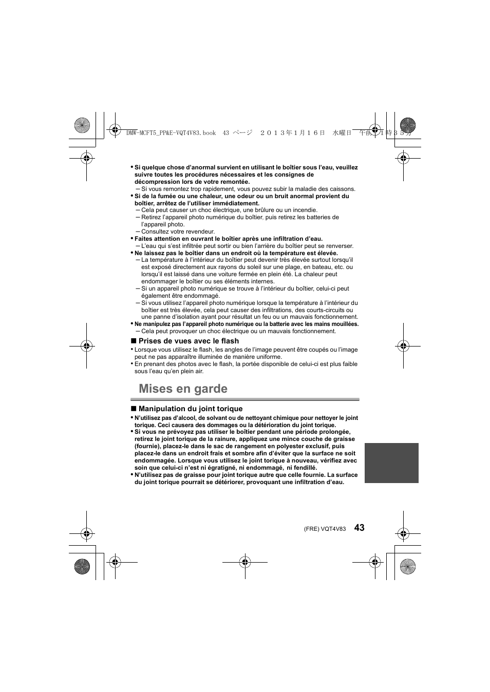 Mises en garde | Panasonic DMWMCFT5E User Manual | Page 43 / 160