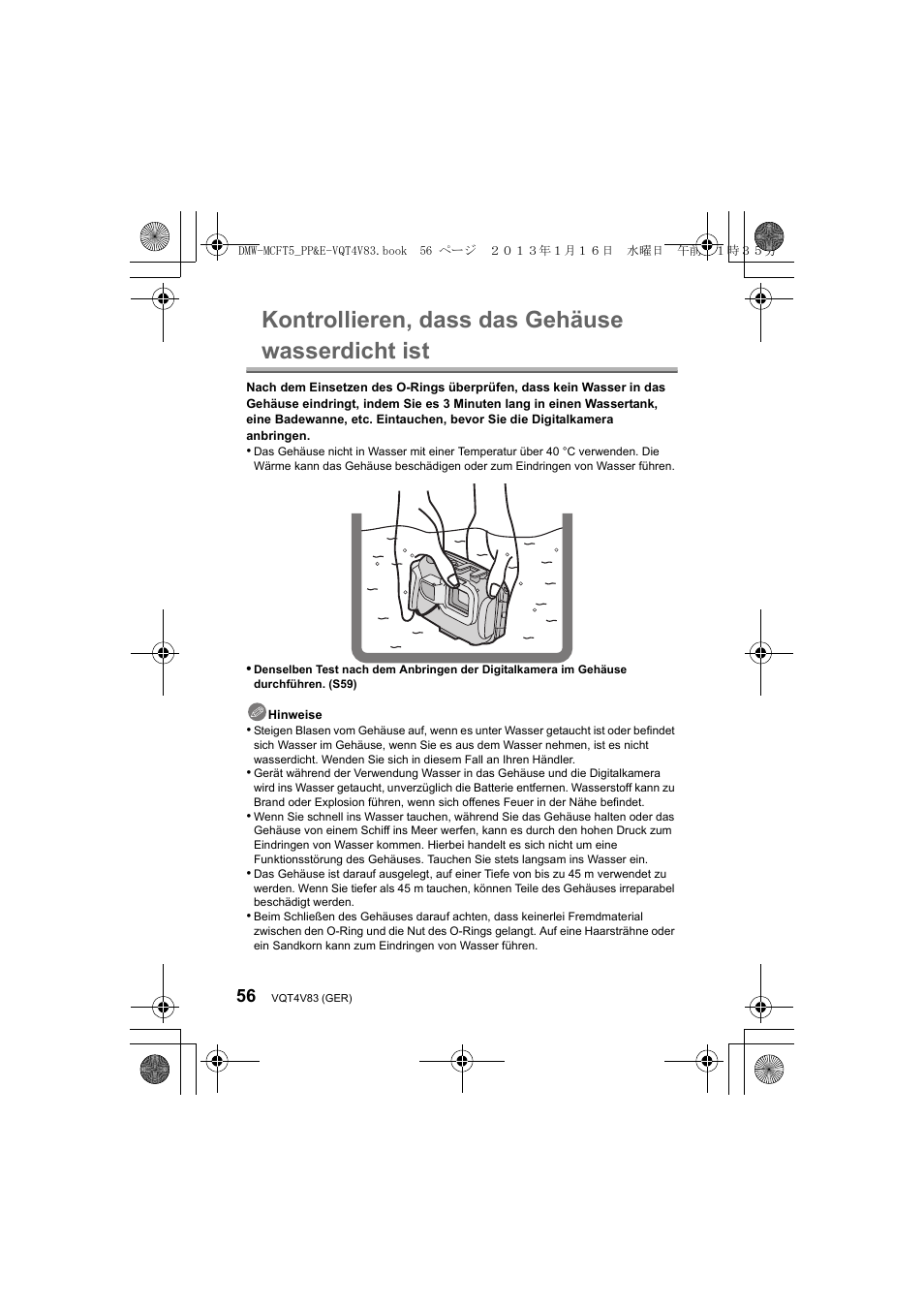 Kontrollieren, dass das gehäuse wasserdicht ist | Panasonic DMWMCFT5E User Manual | Page 56 / 160