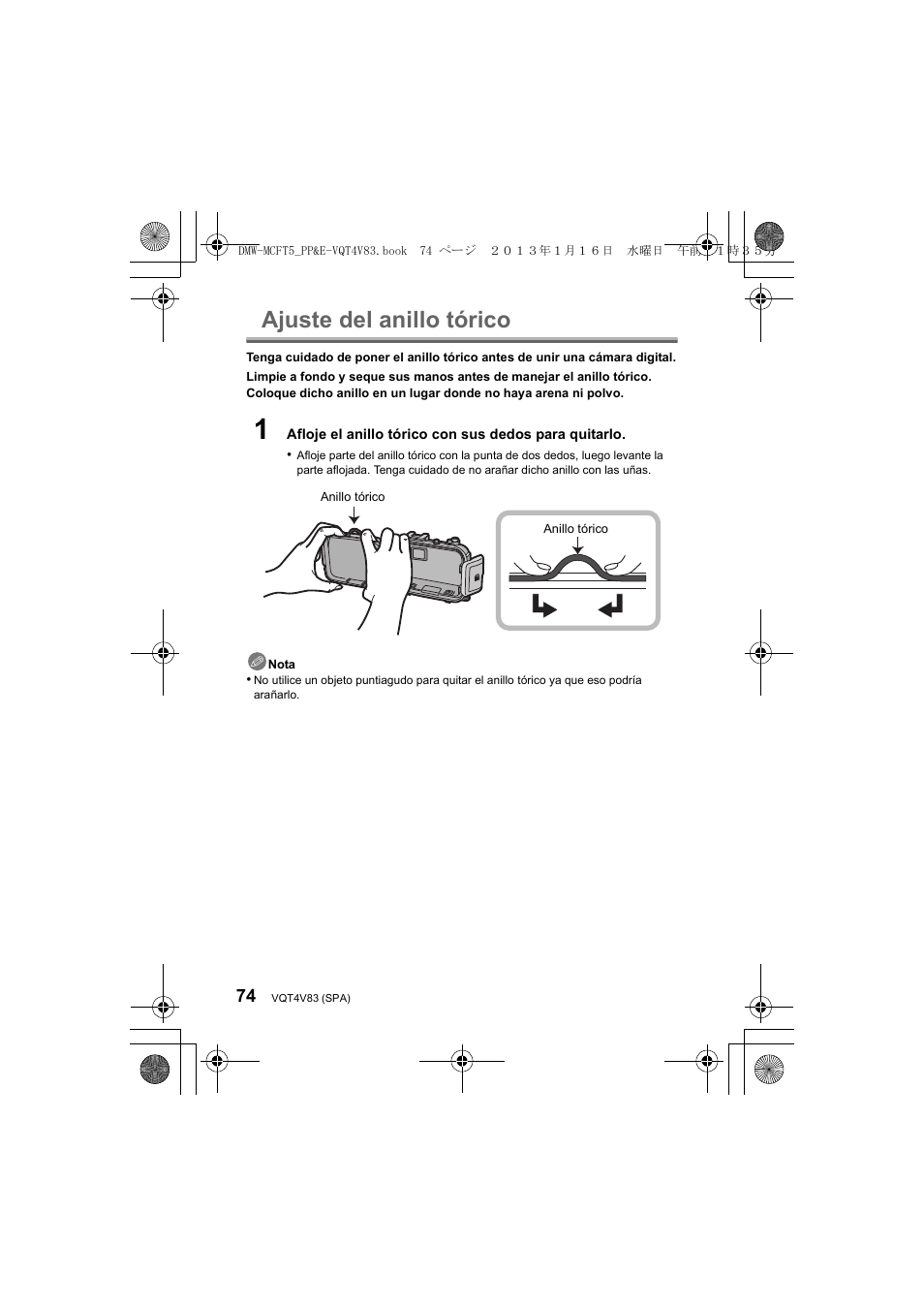 Ajuste del anillo tórico | Panasonic DMWMCFT5E User Manual | Page 74 / 160