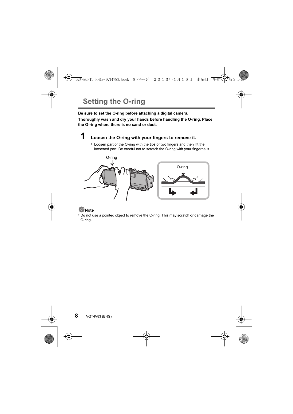 Setting the o-ring | Panasonic DMWMCFT5E User Manual | Page 8 / 160