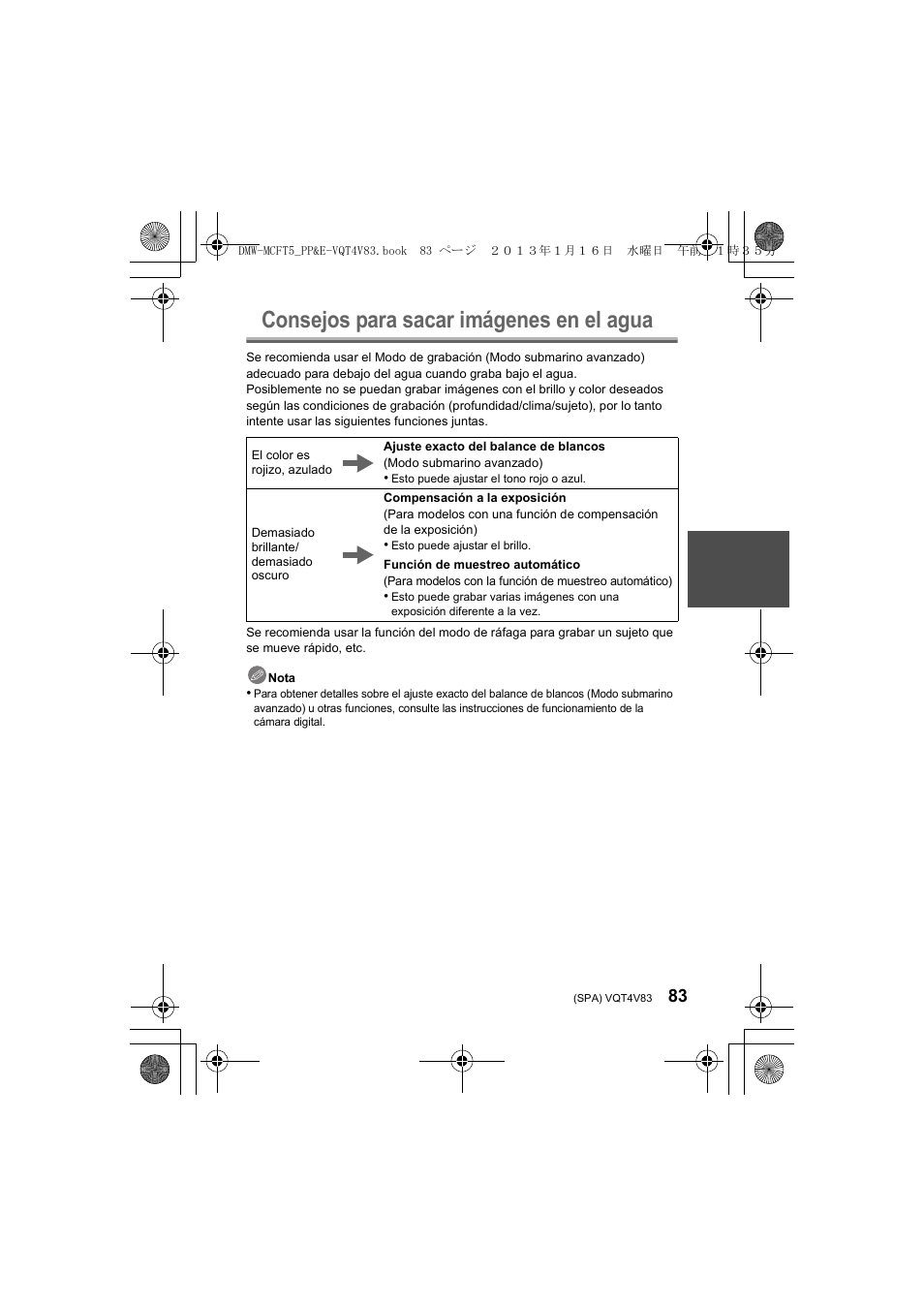 Consejos para sacar imágenes en el agua | Panasonic DMWMCFT5E User Manual | Page 83 / 160