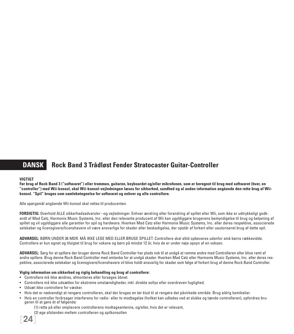 Rock Band Fender STRATOCASTER Wii User Manual | Page 24 / 35