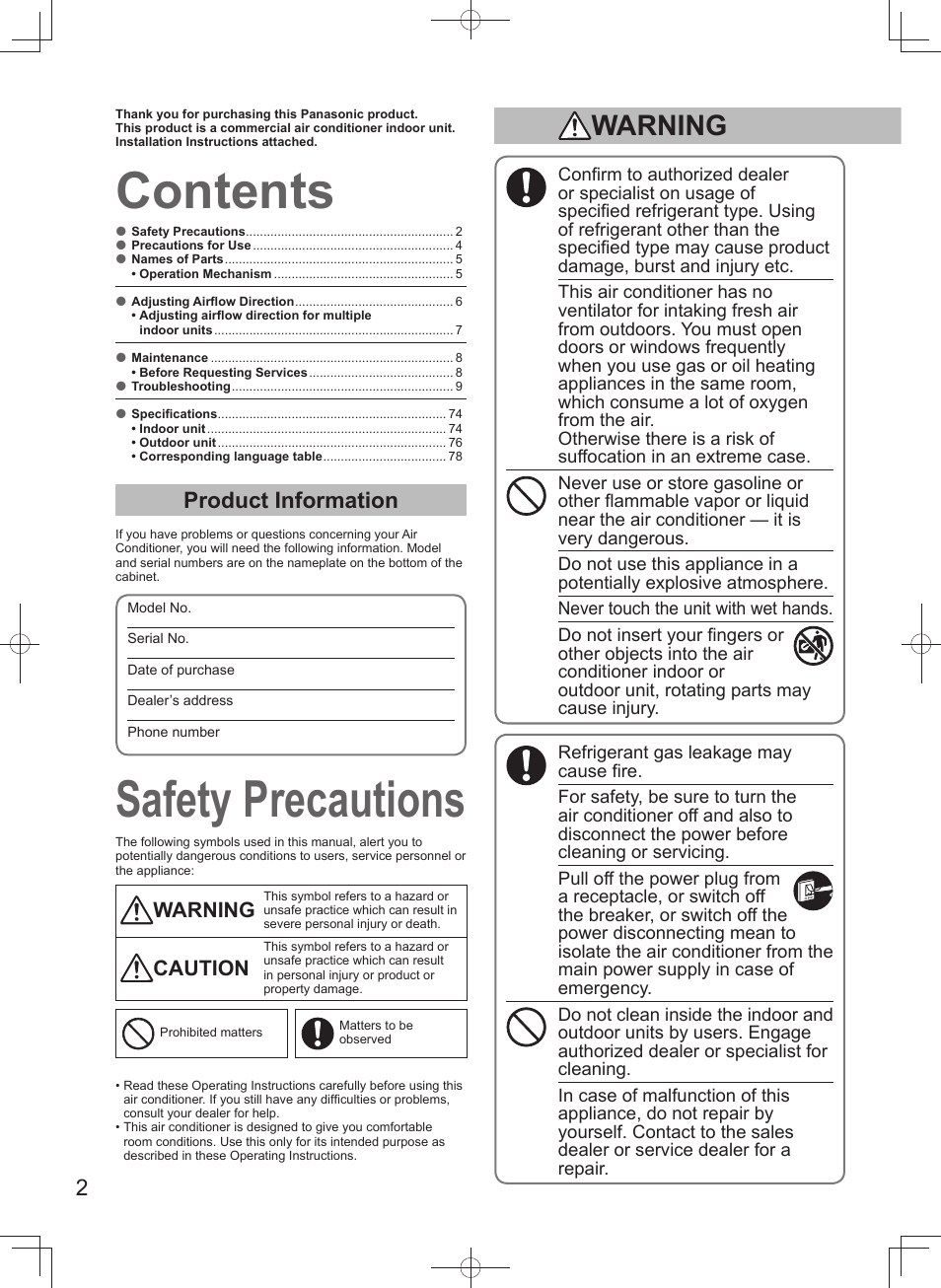 Panasonic U140PEY1E8 User Manual | Page 2 / 80