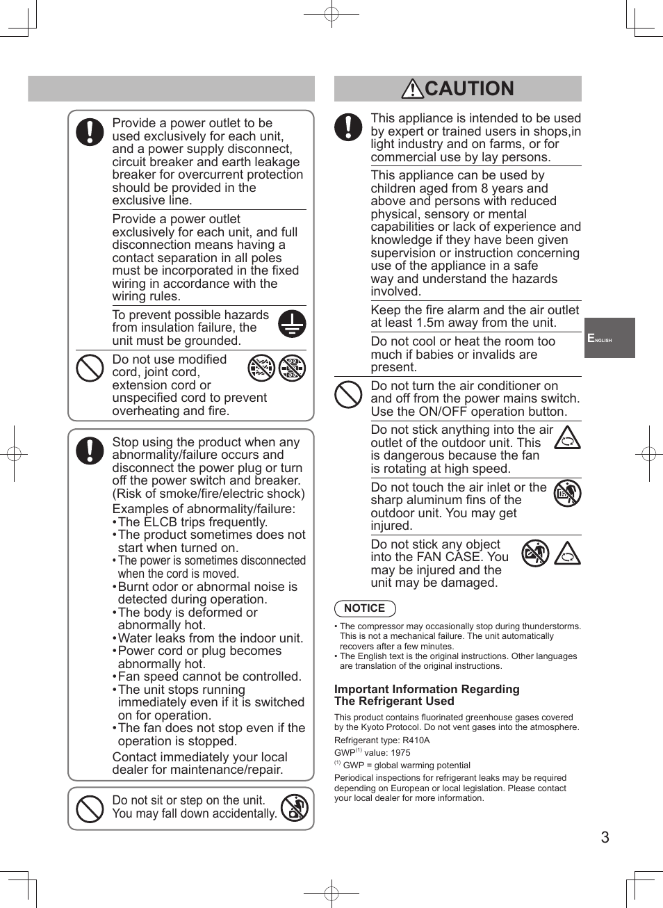 Caution | Panasonic U140PEY1E8 User Manual | Page 3 / 80