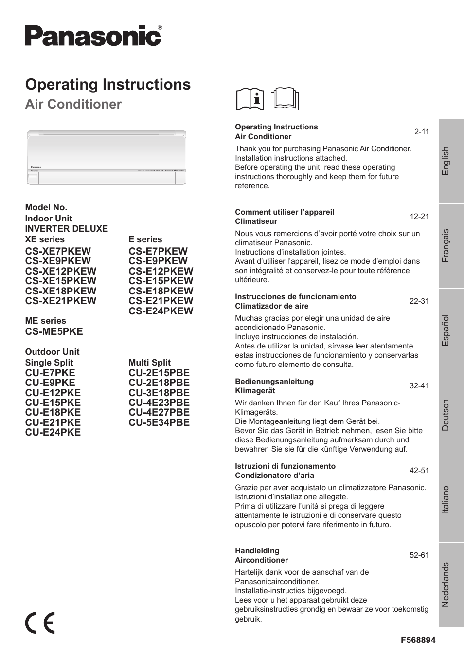 Panasonic CSE9PKEW User Manual | 64 pages