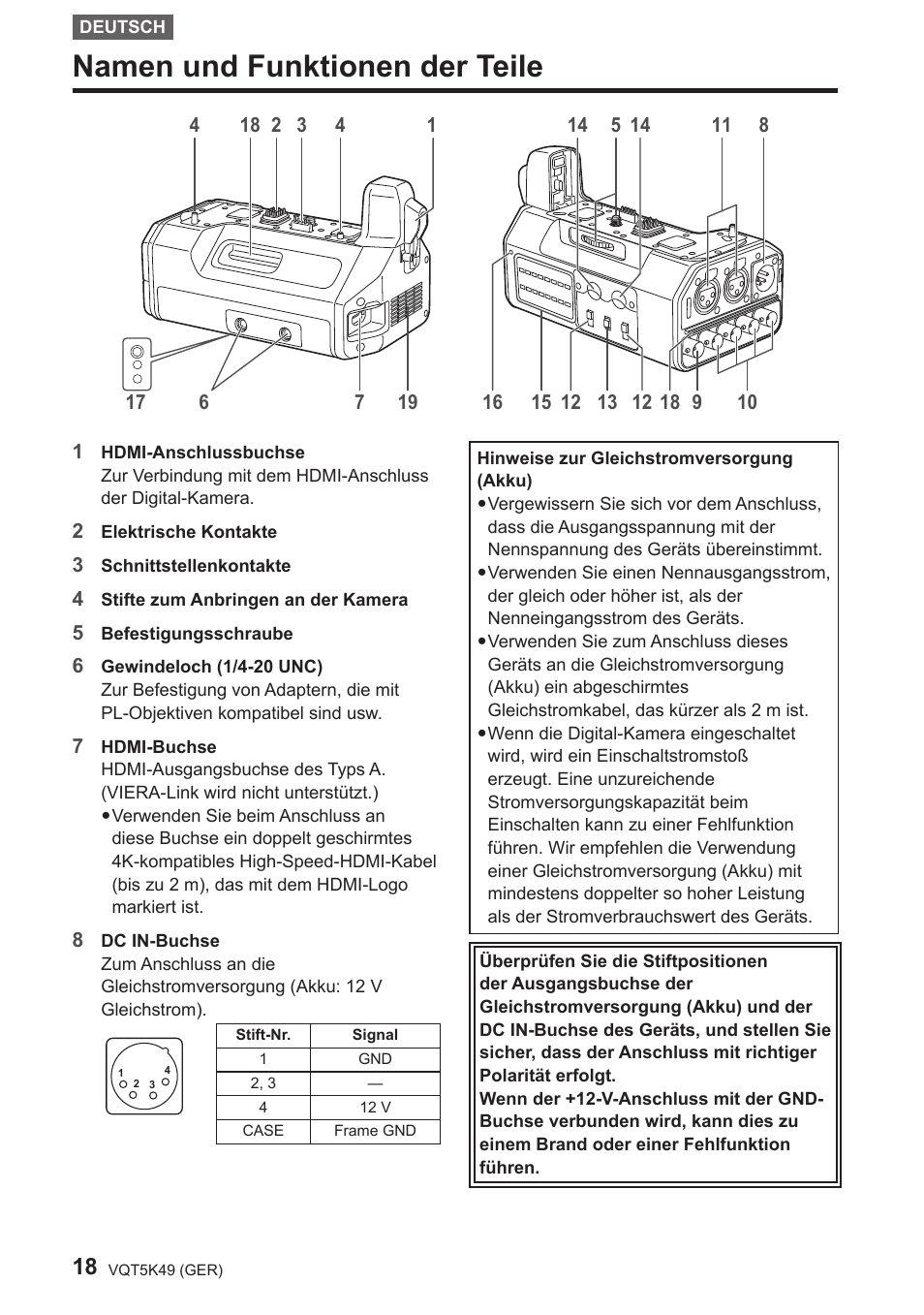 Namen und funktionen der teile | Panasonic DMWYAGHE User Manual | Page 18 / 64