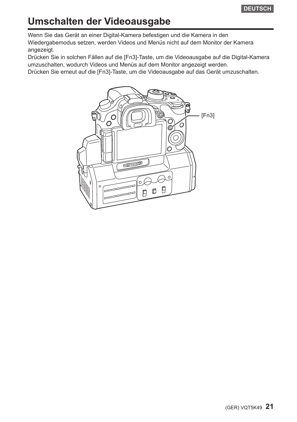 Umschalten der videoausgabe | Panasonic DMWYAGHE User Manual | Page 21 / 64