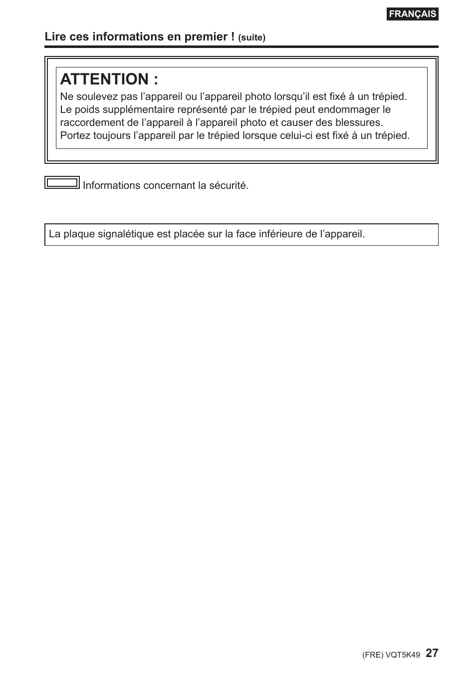Attention | Panasonic DMWYAGHE User Manual | Page 27 / 64