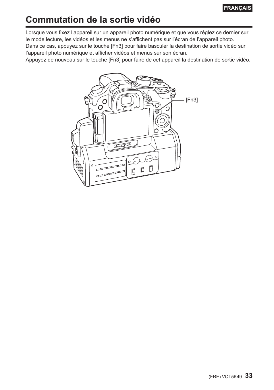Commutation de la sortie vidéo | Panasonic DMWYAGHE User Manual | Page 33 / 64