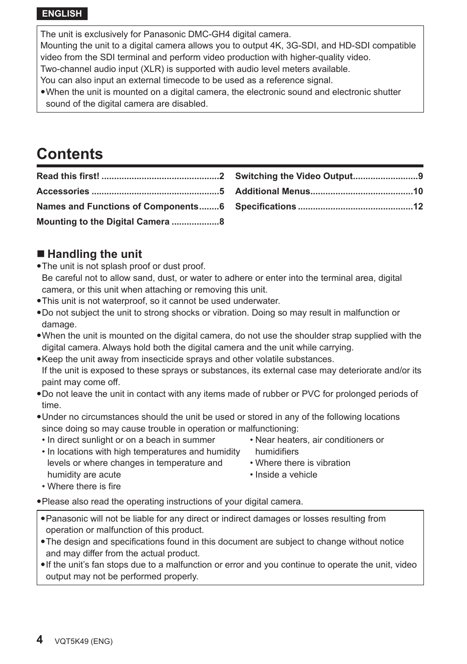 Panasonic DMWYAGHE User Manual | Page 4 / 64