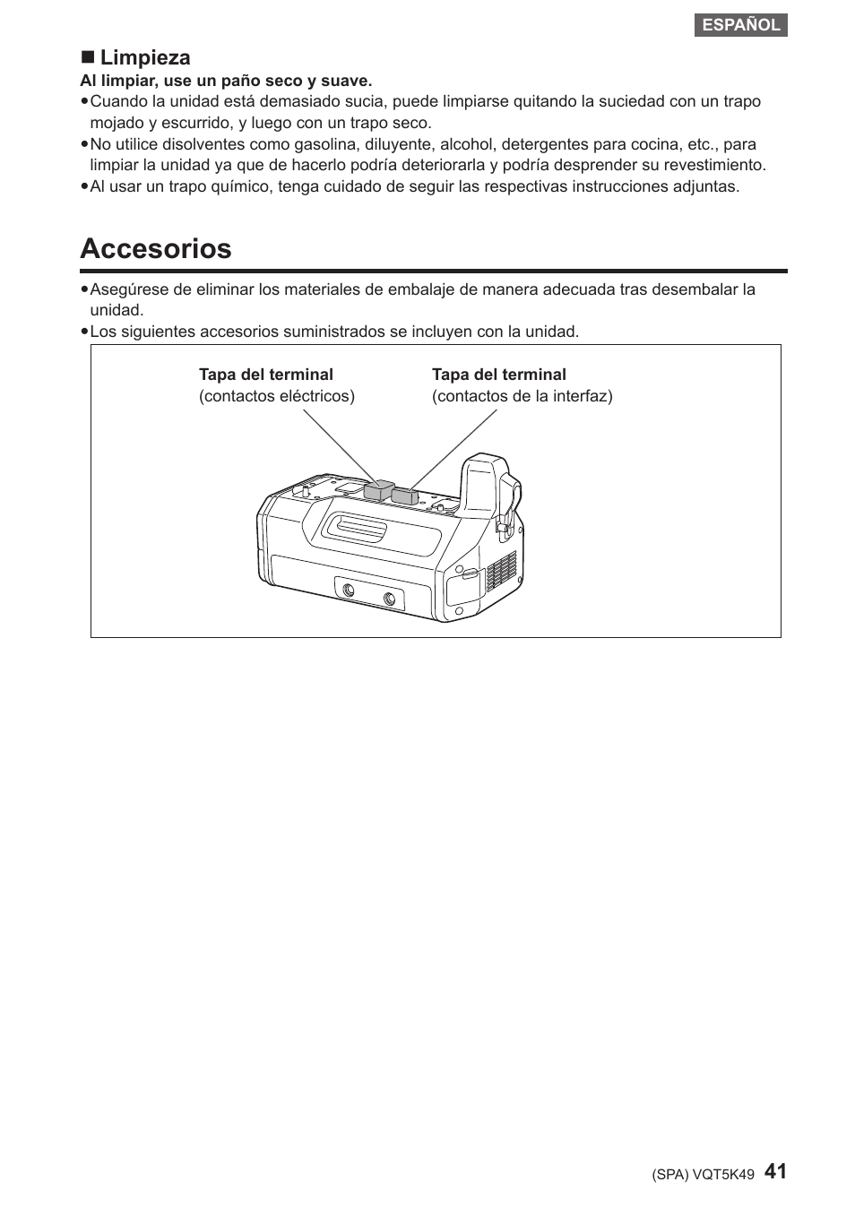 Accesorios, Limpieza | Panasonic DMWYAGHE User Manual | Page 41 / 64