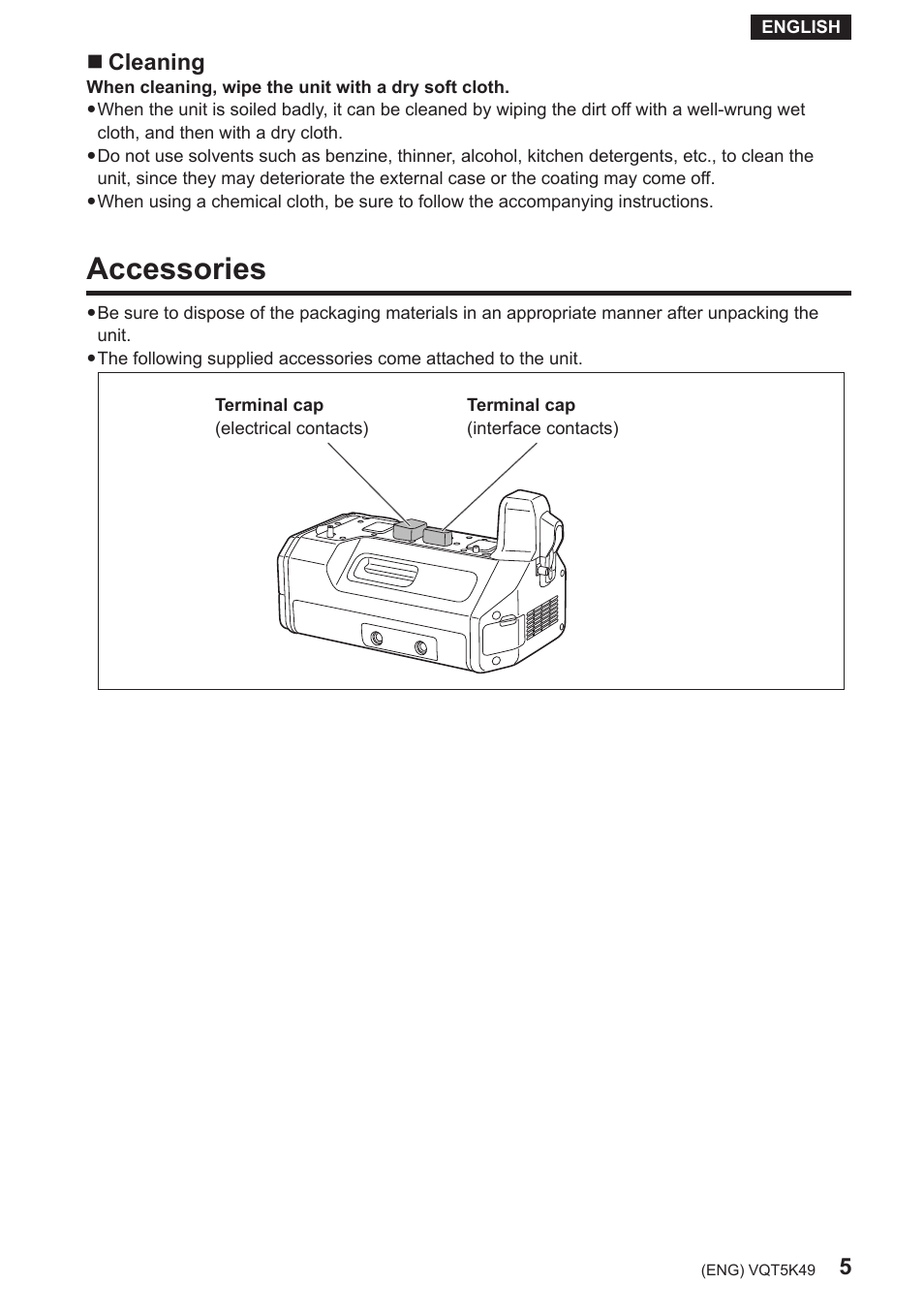 Accessories, Cleaning | Panasonic DMWYAGHE User Manual | Page 5 / 64