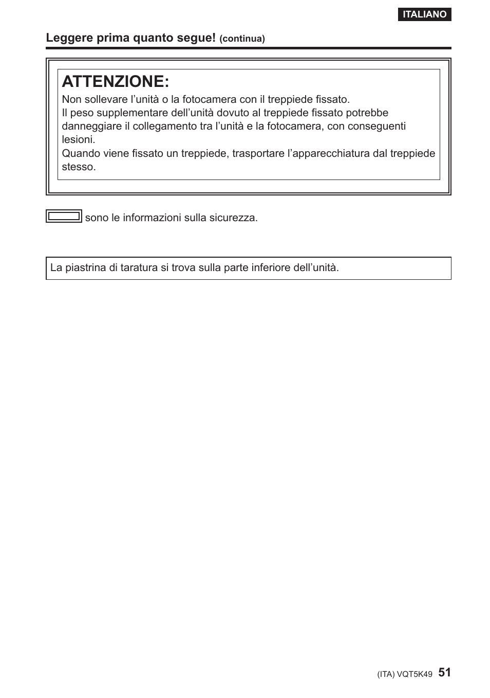 Attenzione | Panasonic DMWYAGHE User Manual | Page 51 / 64