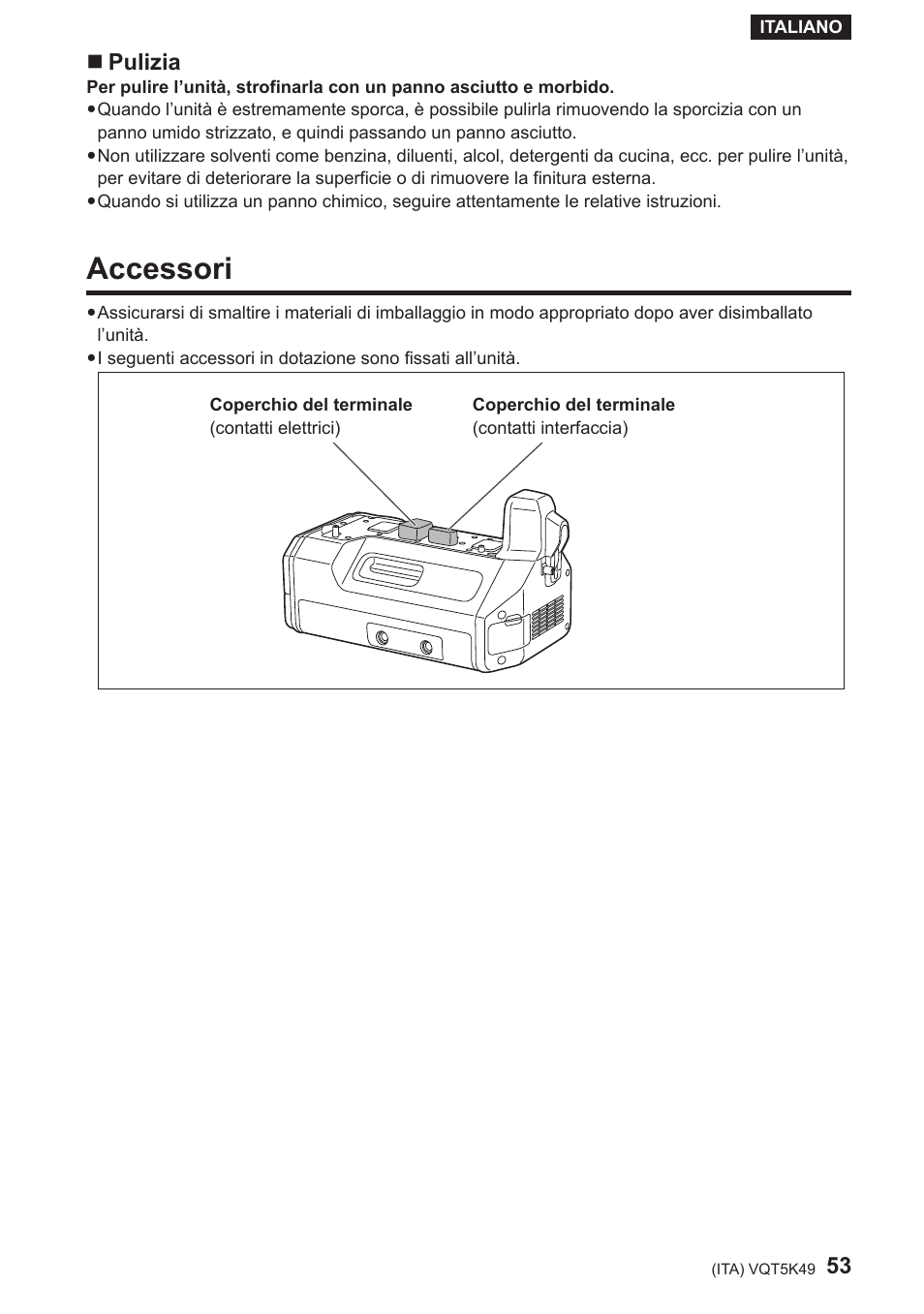 Accessori, Pulizia | Panasonic DMWYAGHE User Manual | Page 53 / 64