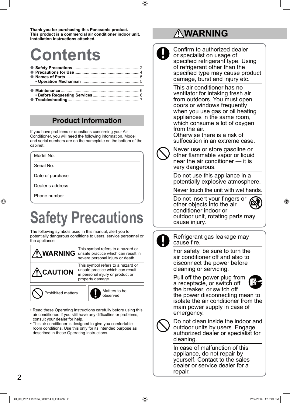 Panasonic S45PN1E5A User Manual | Page 2 / 56