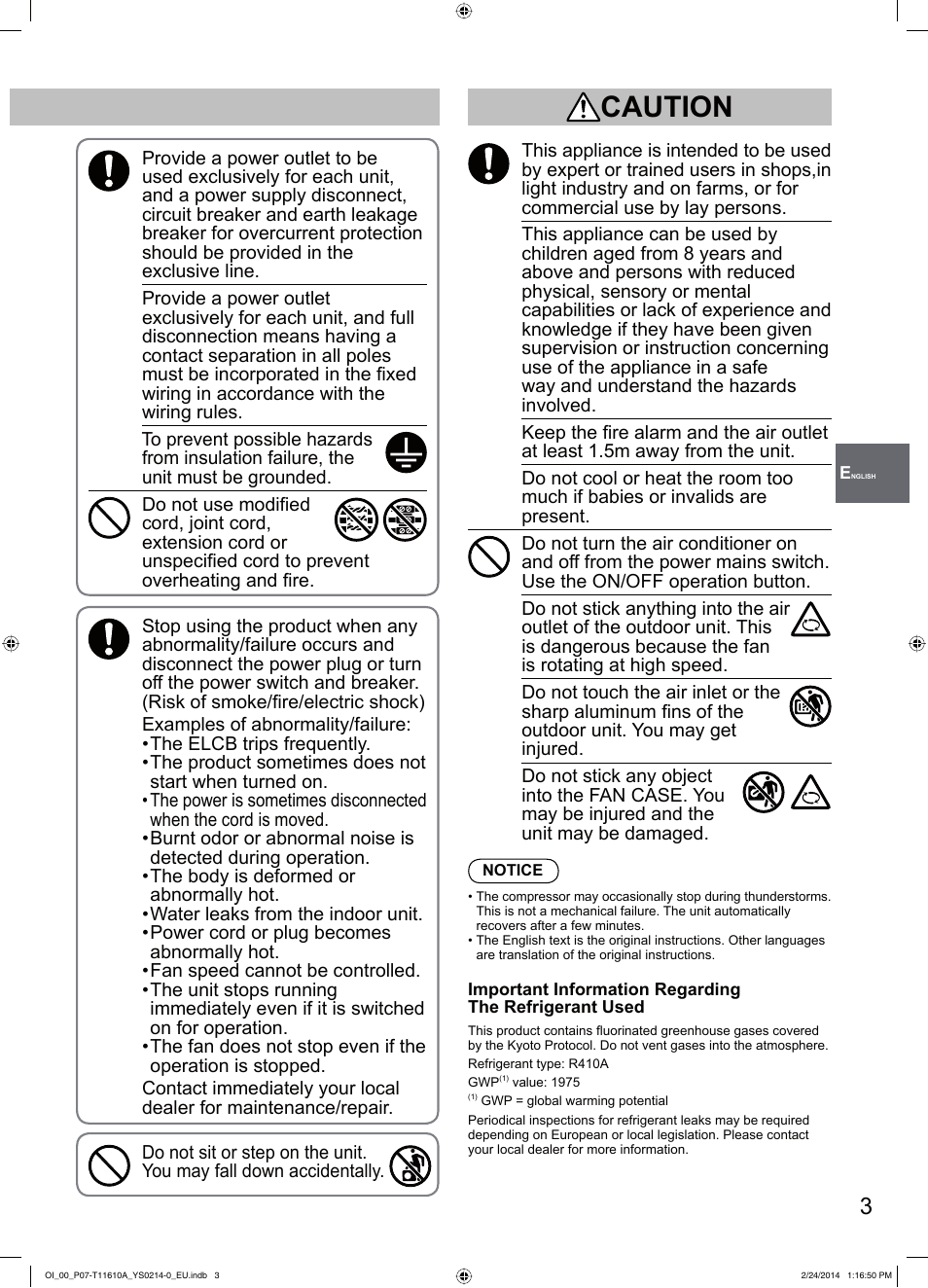 Caution | Panasonic S45PN1E5A User Manual | Page 3 / 56