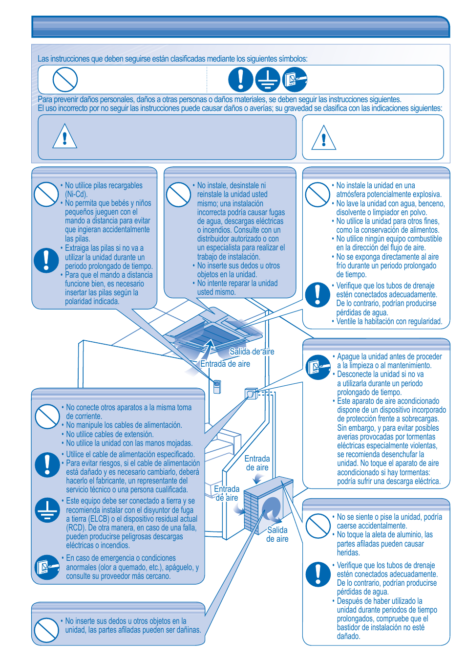 Precauciones de seguridad | Panasonic CUB14DBE5 User Manual | Page 12 / 64