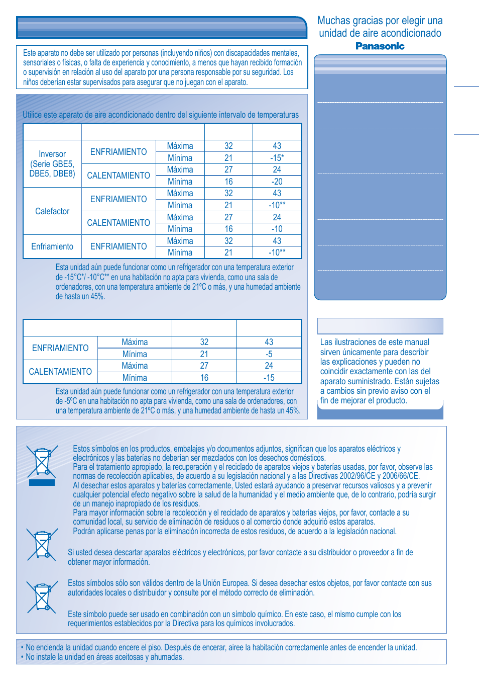 Información reglamentaria | Panasonic CUB14DBE5 User Manual | Page 13 / 64