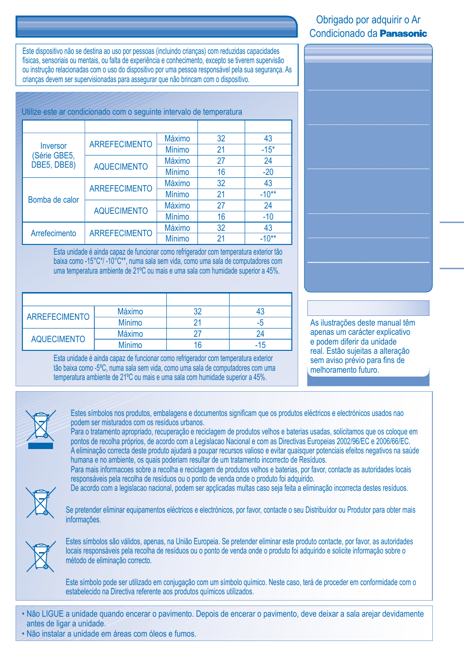 Informações regulamentares, Obrigado por adquirir o ar condicionado da | Panasonic CUB14DBE5 User Manual | Page 43 / 64