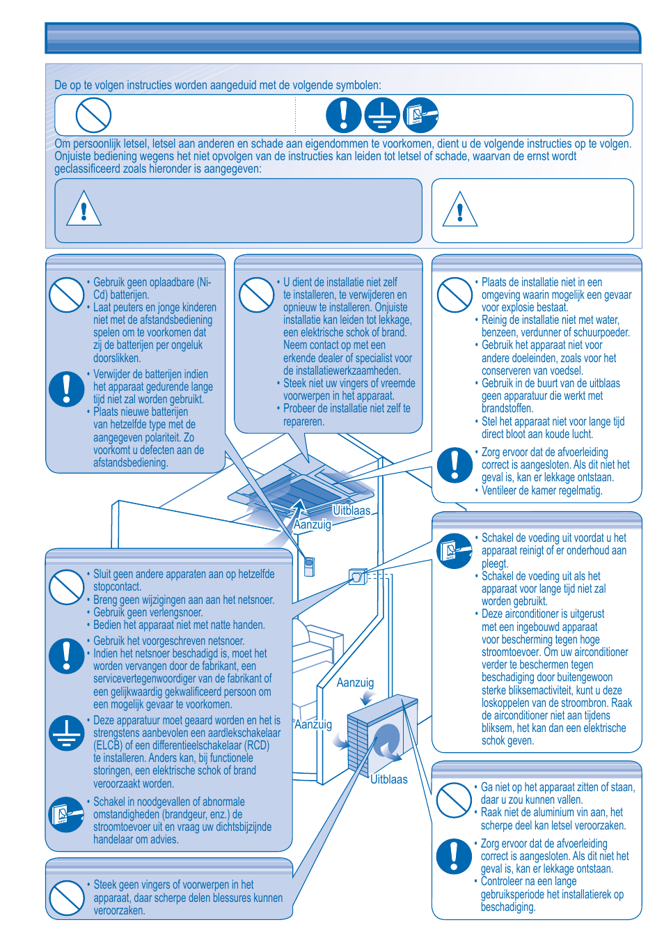 Veiligheidsmaatregelen | Panasonic CUB14DBE5 User Manual | Page 52 / 64
