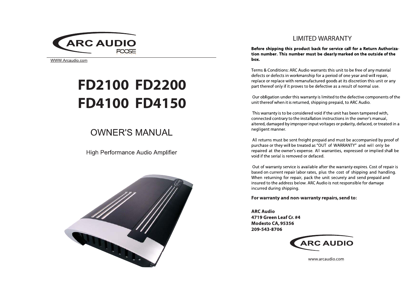 ARC Audio FD2100 User Manual | 10 pages