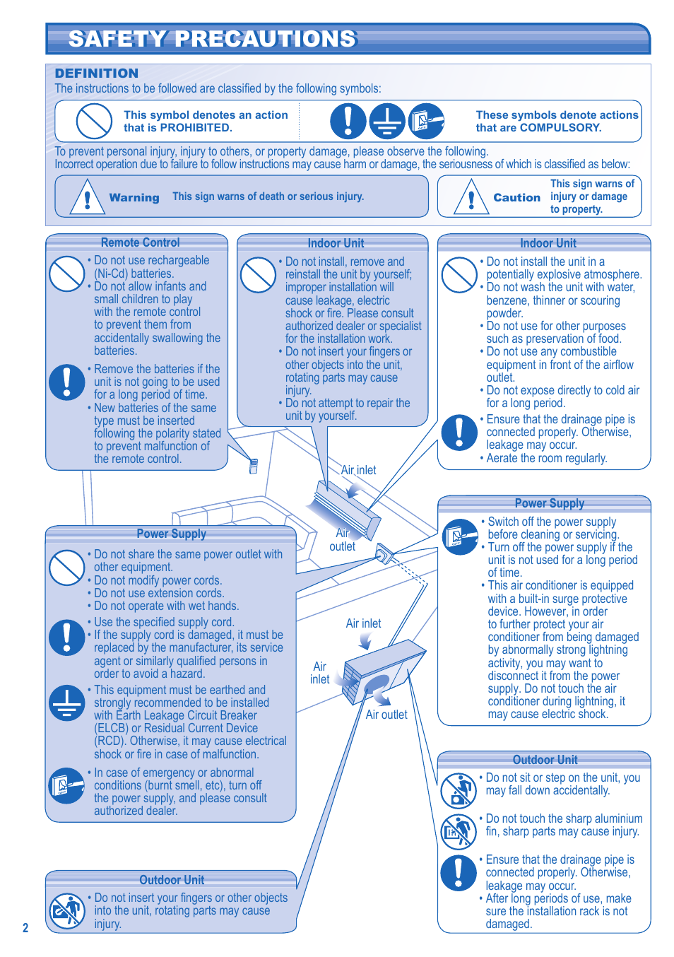 Safety precautions | Panasonic KIT3E7715JBE User Manual | Page 2 / 76