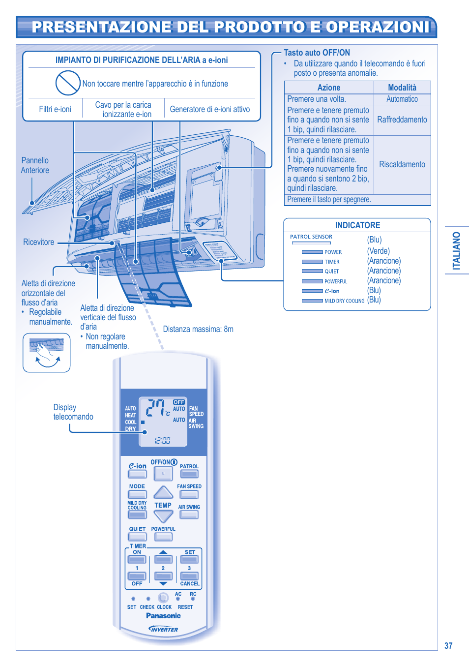 Presentazione del prodotto e operazioni | Panasonic KIT3E7715JBE User Manual | Page 37 / 76