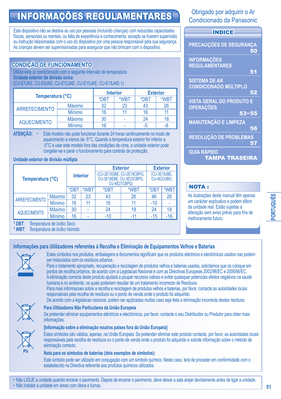 Informações regulamentares | Panasonic KIT3E7715JBE User Manual | Page 51 / 76