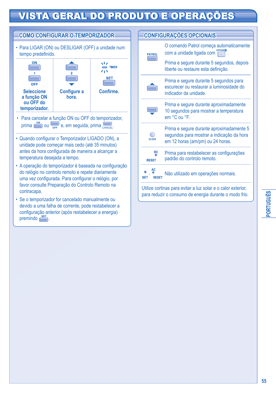 Vista geral do produto e operações | Panasonic KIT3E7715JBE User Manual | Page 55 / 76