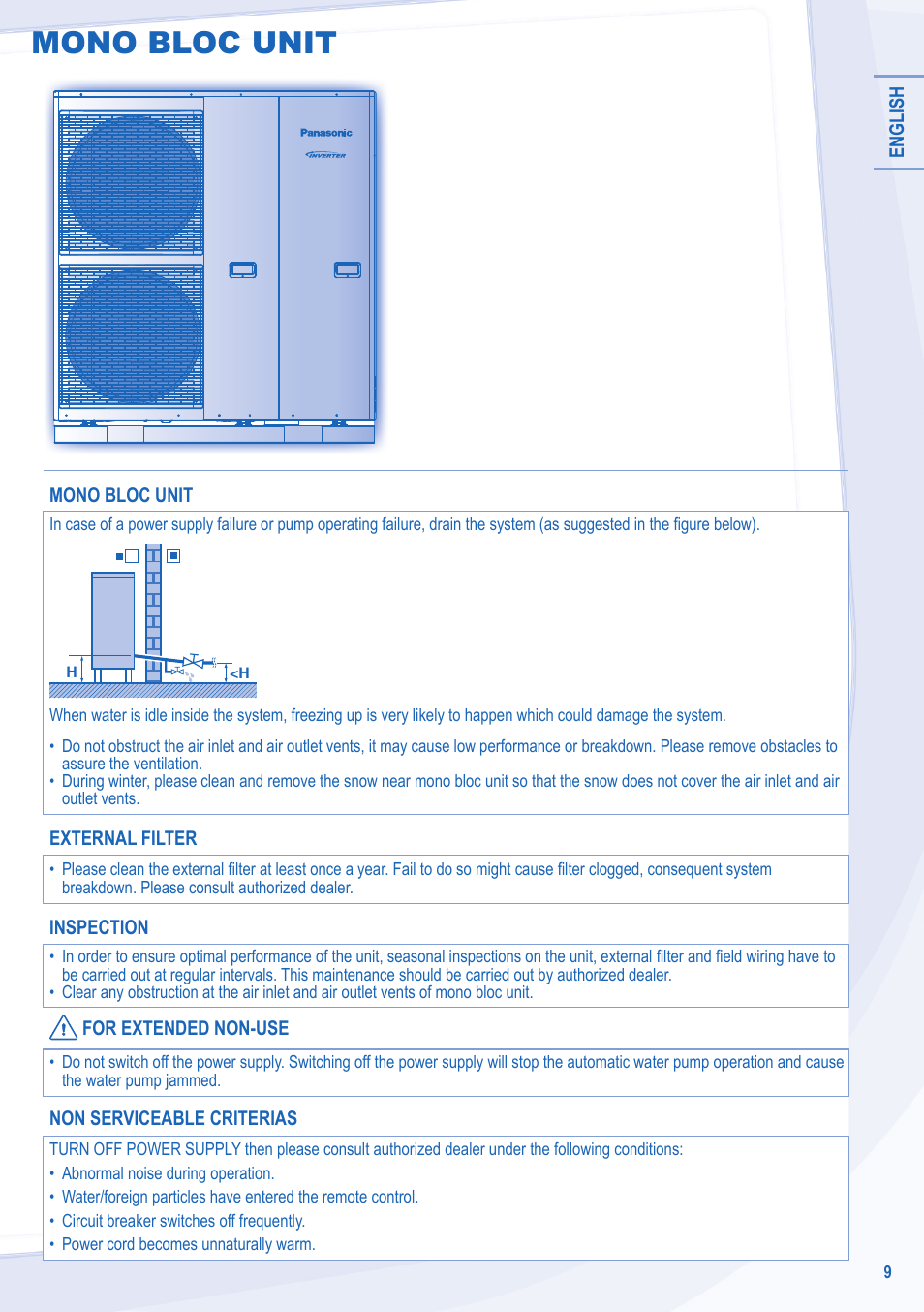 Mono bloc unit | Panasonic WHMDC09C3E8 User Manual | Page 9 / 92