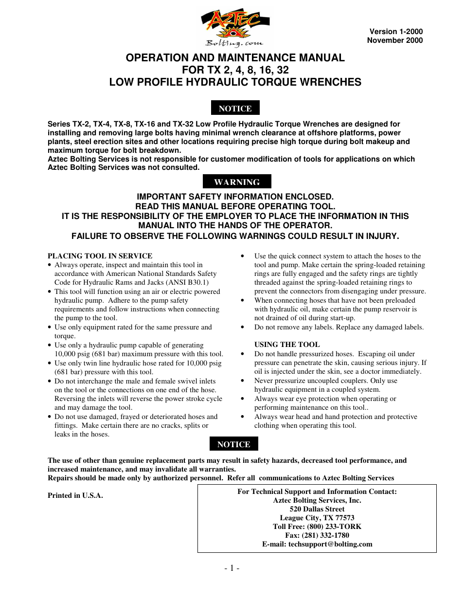 Aztech Systems TX 2 User Manual | 14 pages