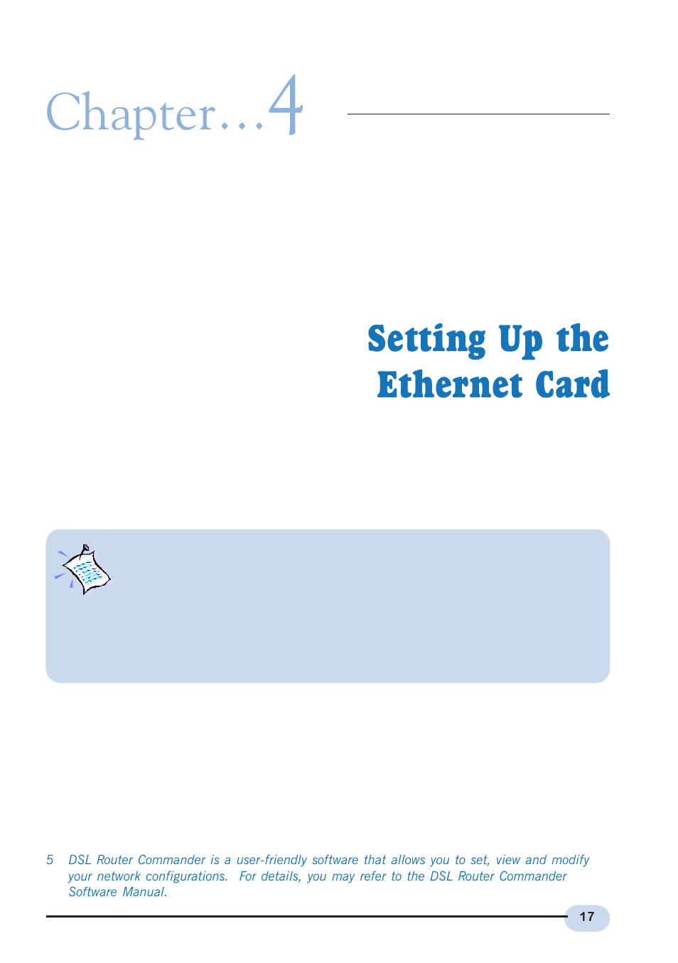 Setting up the ethernet card, Chapter | Aztech Systems DSL9100R User Manual | Page 17 / 32