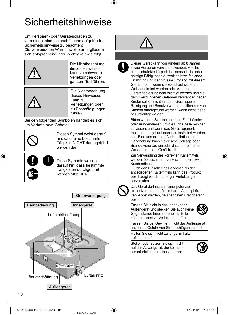 Sicherheitshinweise | Panasonic CU5E34PBE User Manual | Page 12 / 76