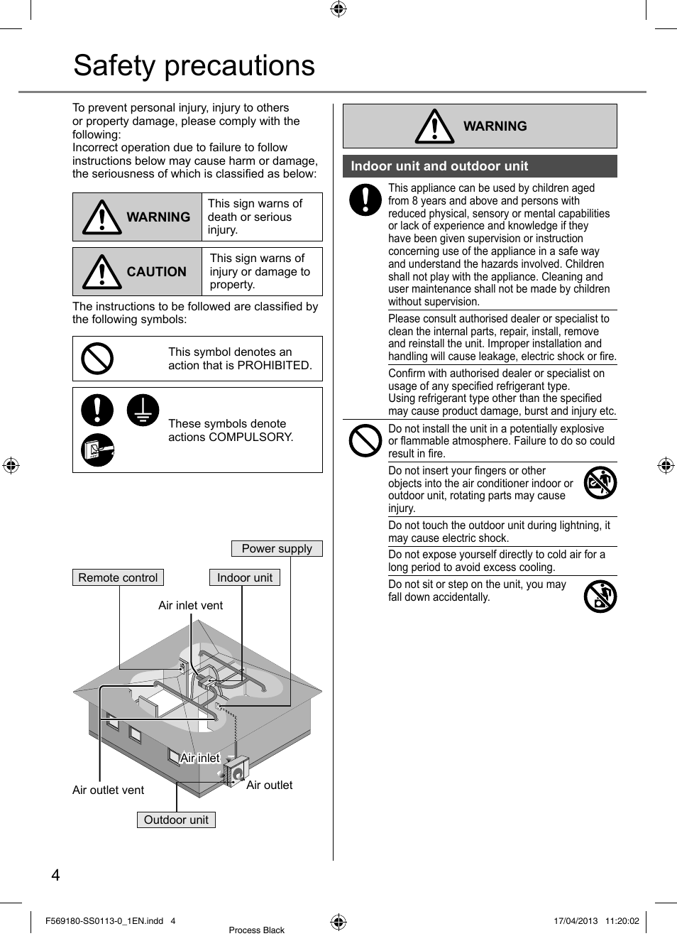 Safety precautions | Panasonic CU5E34PBE User Manual | Page 4 / 76