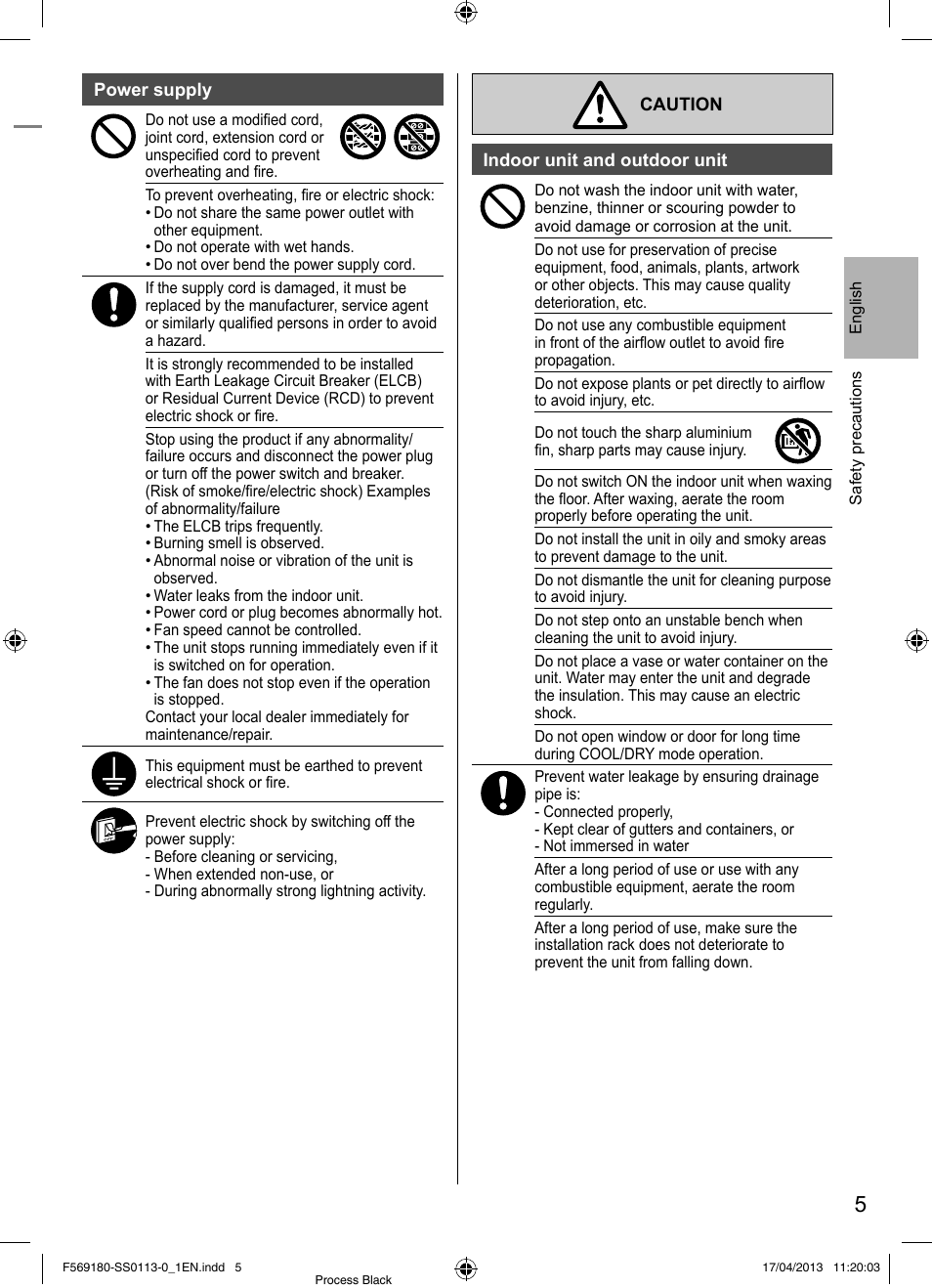 Panasonic CU5E34PBE User Manual | Page 5 / 76