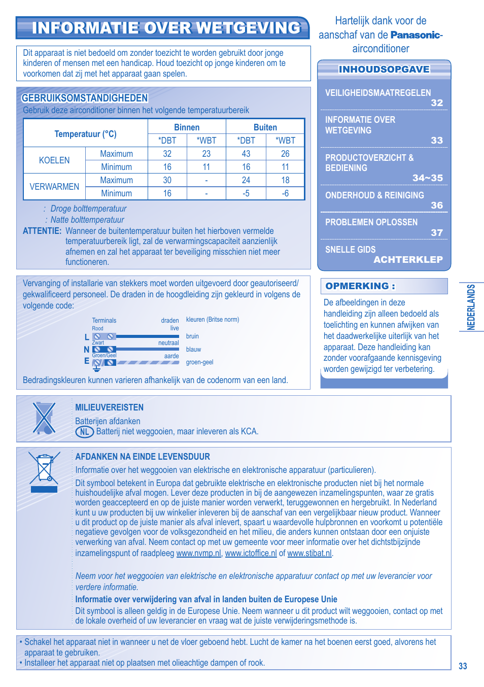 Informatie over wetgeving | Panasonic CSTE12HKE User Manual | Page 33 / 56